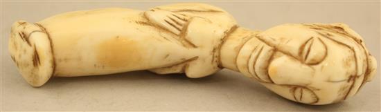 A 19th century African Luba ivory pendant carving, 4.5in.